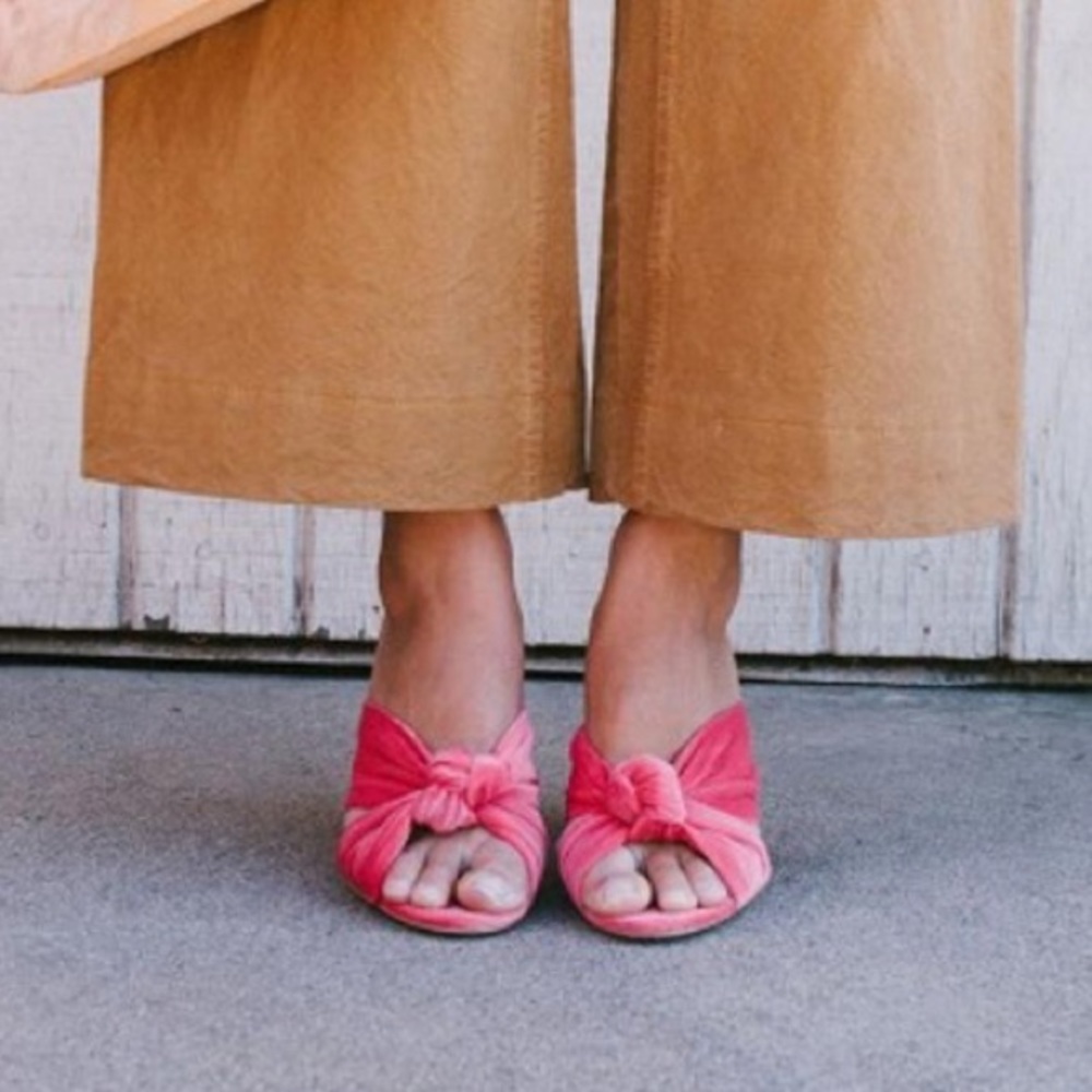 Loeffler Randall Pink Coco Knotted Velvet Heels
